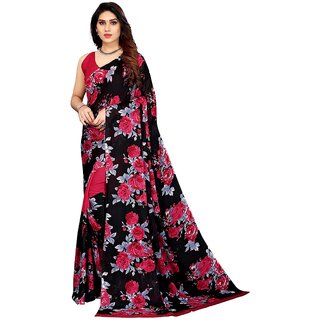 SVB Saree Black Colour Georgette Floral Printed Saree
