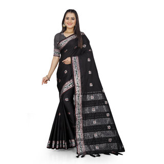                       SVB Saree Black Colour Cotton Embellished Saree                                              