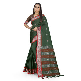                       SVB Saree Green Colour Cotton Embellished Saree                                              