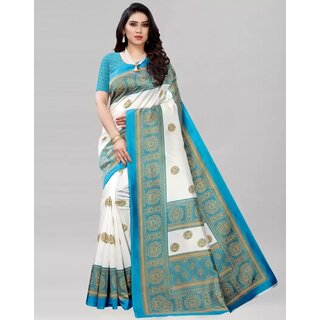                       SVB Saree Light Blue Art Silk Printed Saree                                              