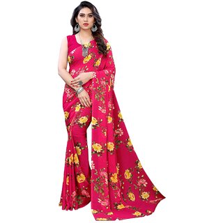                       SVB Saree Pink Colour Georgette  Printed Saree                                              