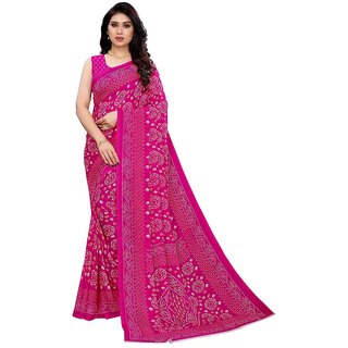                       SVB Saree Pink Colour Bandhej Print Georgette  Saree                                              