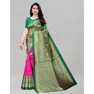                       SVB Saree Pink And Blue Printed Saree                                              
