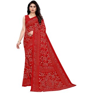 SVB Saree Red Colour Bandhej Print Georgette  Saree