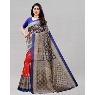                       SVB Saree Red And Blue  Colour Art Silk Printed Saree                                              
