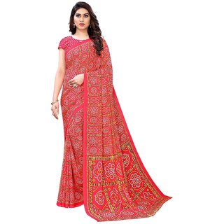                       SVB Saree Pink Colour Bandhej Print Georgette  Saree                                              