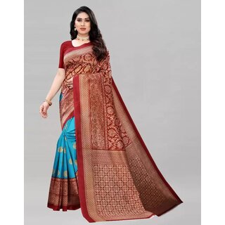                       SVB Saree Sky Blue And Pink Art Silk Saree                                              