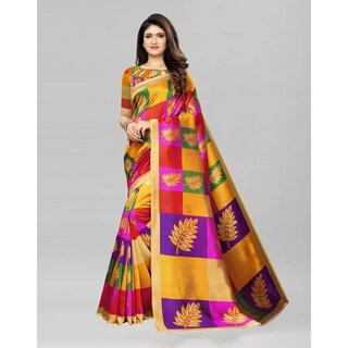                       SVB Saree  Multicolour Art Silk Printed Saree                                              