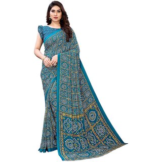                       SVB Saree Sky  Blue Colour Bandhej Print Georgette  Saree                                              