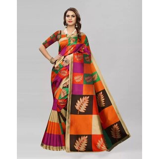                       SVB Saree  Multicolour Art Silk Printed Saree                                              