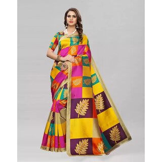                       SVB Saree  Multicolour Art Silk Printed Saree                                              