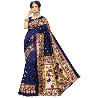                       SVB Saree Blue Colour Art Silk Printed Saree                                              