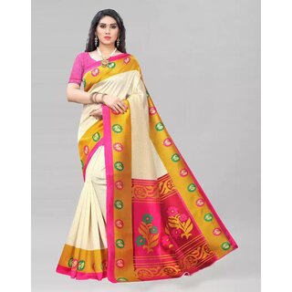                       SVB Saree Cream Colour Art Silk Printed Saree                                              
