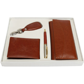                       Joren Men's Leather Wallet, Keyring & Pen Combo Gift Set for Men |Combo Customized Brown)                                              