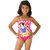 Endearing one piece pink polka dots frilled swim wear
