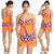 Very Pleasing Swim Sexy Multi Orange Blue Striped Haltered Neck Two Piece BoyLeg Bottom Tankini-Beach Wear