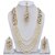 Lucky Jewellery Designer White Color Layered Pearl Partywear Necklace Set For Girls  Women