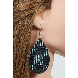                       Divian Classy PU Leather Water Drop Earrings for Women and Girls.(Blue and Black)                                              