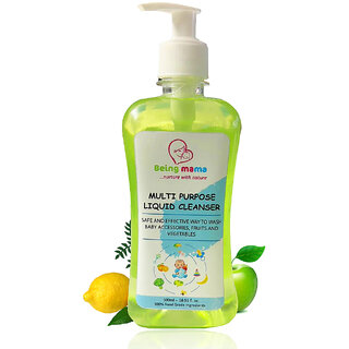 Being mama multipurpose liquid cleanser ,anti bacterial wash for bottle, utensils, vegetables, fruits cleanser (500ml)