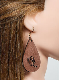 Divian Zodiac Sign PU Leather Earrings For Women  Girls(The Scorpio)