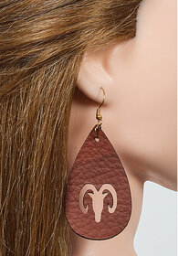 Divian Zodiac Sign PU Leather Earrings For Women  Girls(The Aries)