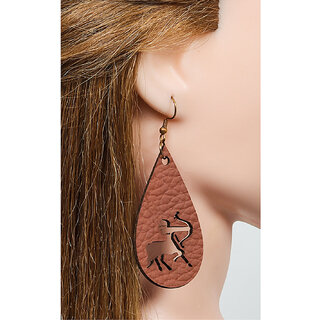 Divian Zodiac Sign PU Leather Earrings For Women  Girls(The Sagittarius)