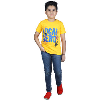                       Kid Kupboard Regular Baby Boys Light Yellow Casual Half-Sleeves T-Shirt Cotton Pack of 1                                              