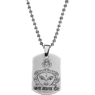                       M Men Style  Religious Godess Jay Matadi   Black And Silver  Stainless Steel Pendant Necklace Chain                                              