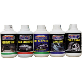                       Indo Power Car Wax Polish 250Ml.+ Dashboard Shiner 250Ml.+ Tyre Shiner 250Ml.+ Leather Shiner 250Ml.+Car Shampoo 250Ml.                                              