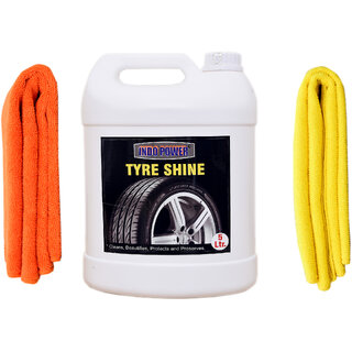 Indo Power Tyre Shiner 5Ltr. + 2Pc Car Microfiber Cloth (Orange + Yellow) Indo Power Tyre Shiner 5Ltr. + 2Pc Car Microfiber Cloth (Orange + Yellow)