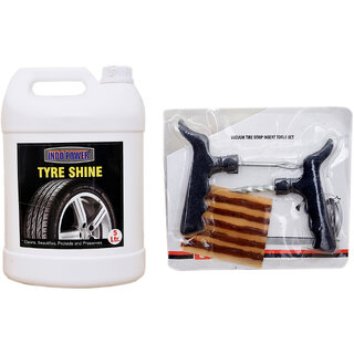                       Indo Power Tyre Shiner 5Ltr++ Tubelass Smart Panchar Kit.                                              