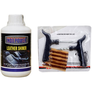                       Indo Power Leather Shiner 250Ml+ Tubelass Smart Panchar Kit.                                              