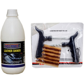                       Indo Power Leather Shiner 500Ml+ Tubelass Smart Panchar Kit.                                              