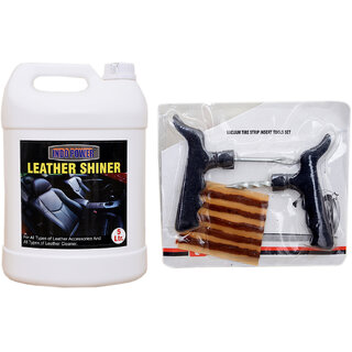                       Indo Power Leather Shiner 5Ltr+ Tubelass Smart Panchar Kit.                                              