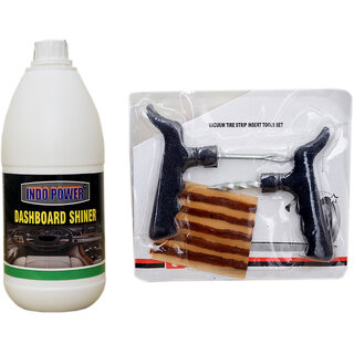                       Indo Power Dashboard Shiner 1Ltr+ Tubelass Smart Panchar Kit.                                              