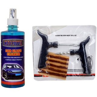                       Indo Power Car Glass Cleaner 500Ml+ Tubelass Smart Panchar Kit.                                              