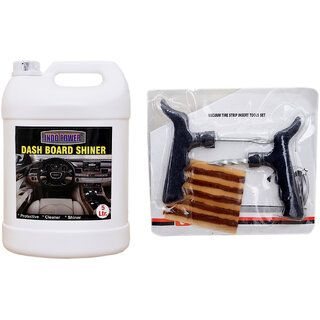                       Indo Power Dashboard Shiner 5Ltr+ Tubelass Smart Panchar Kit.                                              