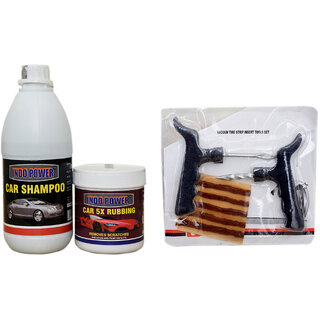 Indo Power Car Shampoo 500Ml+ Car 5X Rubbing Polish 250Ml+ Tubelass Smart Panchar Kit. Indo Power Car Shampoo 500Ml+ Car 5X Rubbing Polish 250Ml+ Tubelass Smart Panchar Kit.