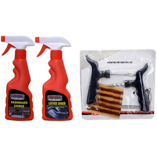                       Indo Power Leather Shiner Spray 250Ml+ Dashboard Shiner Spray 250Ml+ Tubelass Smart Panchar Kit.                                              
