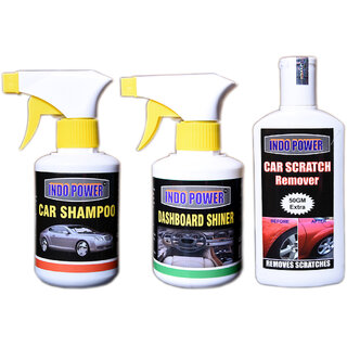                       Indo Power Car Shampoo Gun 250Ml.+Dashboard Shiner Gun 250Ml.+Car Scratch Remover 200Gm.                                              