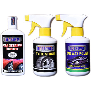 Indo Power Scratch Remover 100Gm.+Tyre Shiner Gun 250Ml.+Car Wax Polish Gun 250Ml. Indo Power Scratch Remover 100Gm.+Tyre Shiner Gun 250Ml.+Car Wax Polish Gun 250Ml.