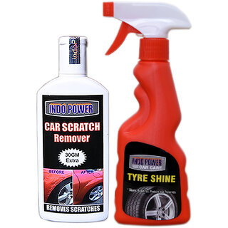 Indo Power Tyre Shiner Spray 250Ml+ Scratch Remover 100Gm. Indo Power Tyre Shiner Spray 250Ml+ Scratch Remover 100Gm.