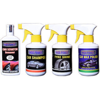                       Indo Power Tyre Shiner Gun 250Ml.+Car Shampoo Gun 250Ml.+Scratch Remover 100Gm.+Car Wax Polish Gun 250Ml.                                              