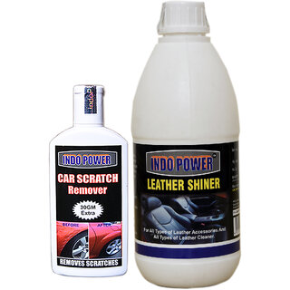 Indo Power Leather Shiner 500Ml+ Scratch Remover 100Gm. Indo Power Leather Shiner 500Ml+ Scratch Remover 100Gm.