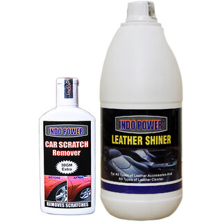                       Indo Power Leather Shiner 1Ltr+ Scratch Remover 100Gm.                                              