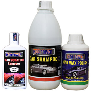 Indo Power Car Shampoo 500Ml+ Car Wax Polish 250Ml+ Scratch Remover 100Gm. Indo Power Car Shampoo 500Ml+ Car Wax Polish 250Ml+ Scratch Remover 100Gm.