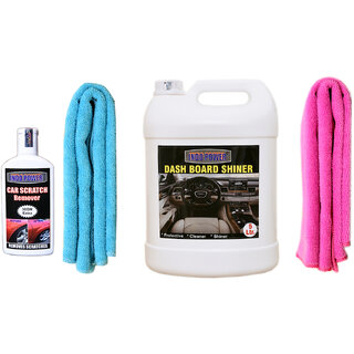Indo Power Dashboard Shiner 5Ltr + 2Pc Car Microfiber Cloth ( Pink + Sky Blue )+ Scratch Remover 100Gm. Indo Power Dashboard Shiner 5Ltr + 2Pc Car Microfiber Cloth ( Pink + Sky Blue )+ Scratch Remover 100Gm.