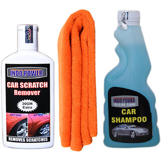 Indo Power Car Shampoo 250Ml + 1Pc Car Microfiber Cloth Orange+ Scratch Remover 100Gm. Indo Power Car Shampoo 250Ml + 1Pc Car Microfiber Cloth Orange+ Scratch Remover 100Gm.