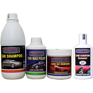 Indo Power Car Shampoo 500Ml+ Car 5X Rubbing Polish 250Ml+ Car Wax Polish 250Ml+ Scratch Remover 200Gm. Indo Power Car Shampoo 500Ml+ Car 5X Rubbing Polish 250Ml+ Car Wax Polish 250Ml+ Scratch Remover 200Gm.