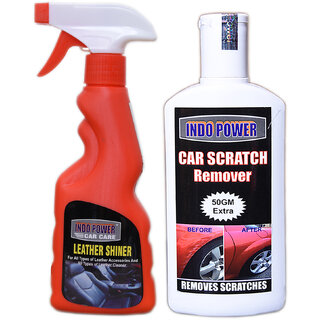                       Indo Power Leather Shiner Spray 250Ml+  Scratch Remover 200Gm.                                              